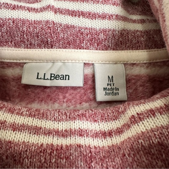 L.L. Bean Med Petite Red & Cream Striped Cowl Neck Cozy Pullover - Picture 6 of 6